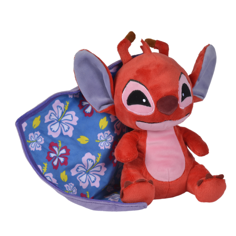  leroy stitch peluche dans sa couverture rouge 25 cm 